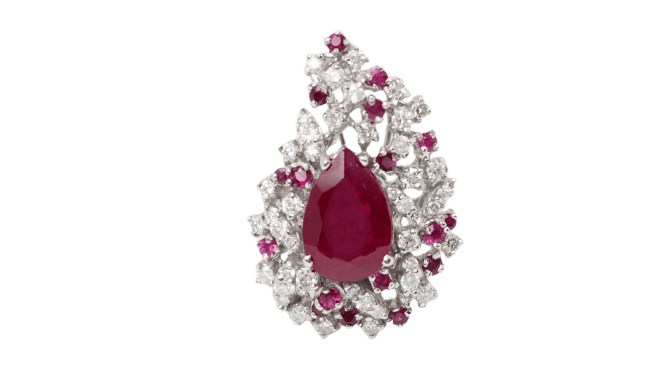 Bague 54 Bague cocktail en or blanc 18 ct rubis et diamants 58 Facettes 32888