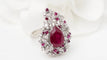 Bague 54 Bague cocktail en or blanc 18 ct rubis et diamants 58 Facettes 32888