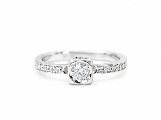 Bague 48 Dinh Van Cube - Bague en or blanc et diamants 58 Facettes 33422