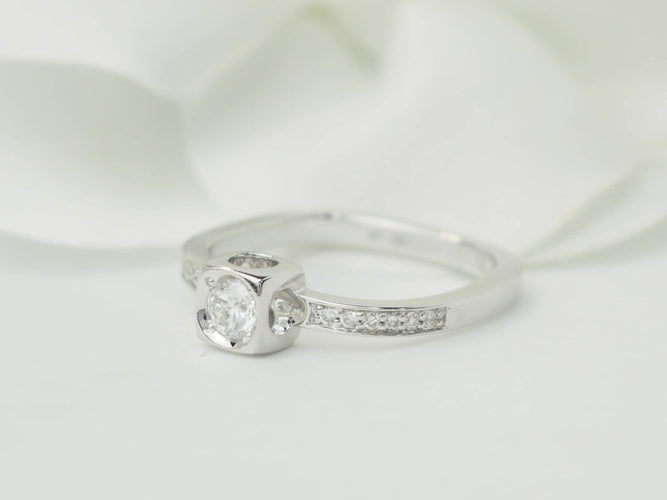 Bague 48 Dinh Van Cube - Bague en or blanc et diamants 58 Facettes 33422