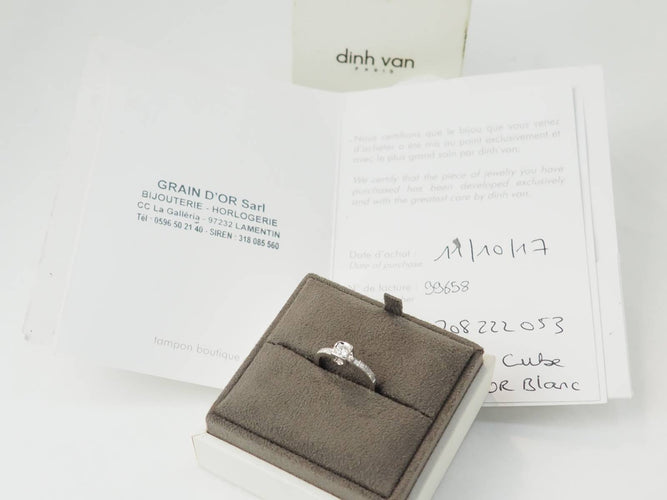 Bague 48 Dinh Van Cube - Bague en or blanc et diamants 58 Facettes 33422