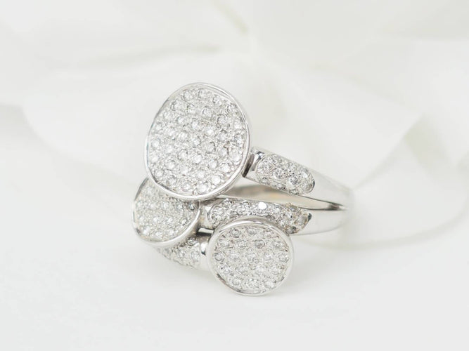 Bague 55 Bague en or blanc et diamants 58 Facettes 33085