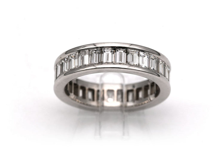 Bague 52 Alliance américaine - Bague en or blanc et diamants baguette 58 Facettes 23831