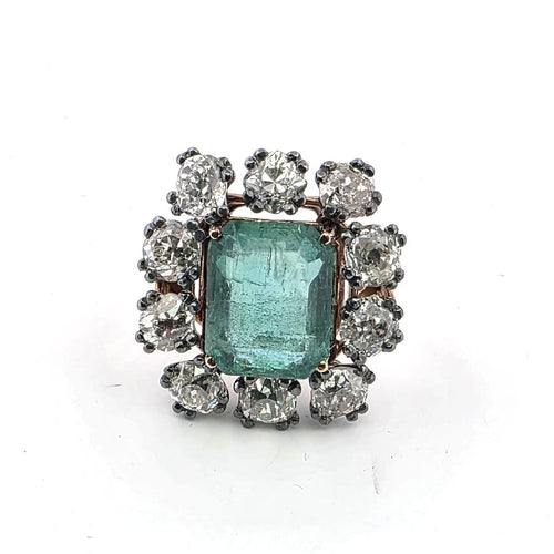 Bague en or jaune avec diamants et émeraude 58 Facettes 377/26 F
