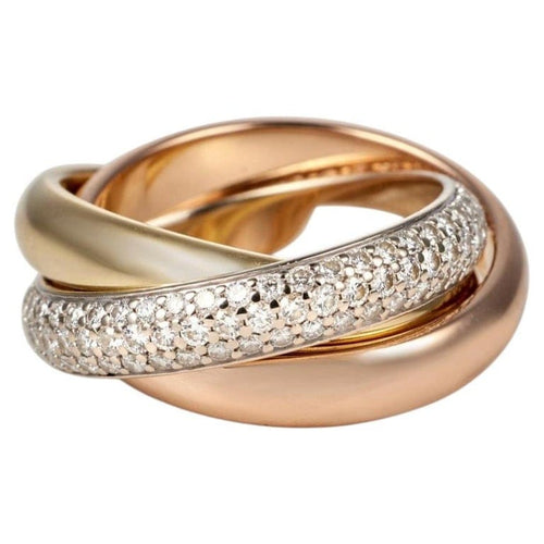 Bague 47 Cartier Trinity - Bague en trois ors 18k et diamants 58 Facettes 232