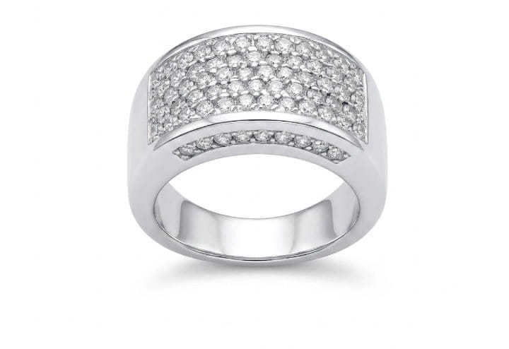 Bague 54 Bague pavée de diamants en or blanc 58 Facettes Bague guimel pavee de diamants