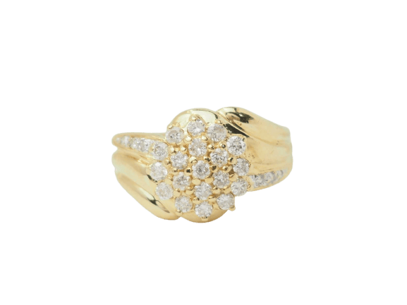 Bague 52 Bague pavée de diamants en or jaune 58 Facettes 33391
