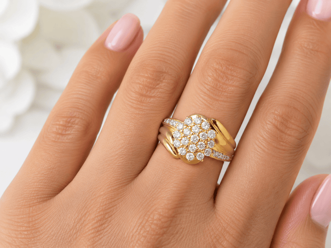 Bague 52 Bague vintage en or jaune 18 carats et diamants 58 Facettes 33391