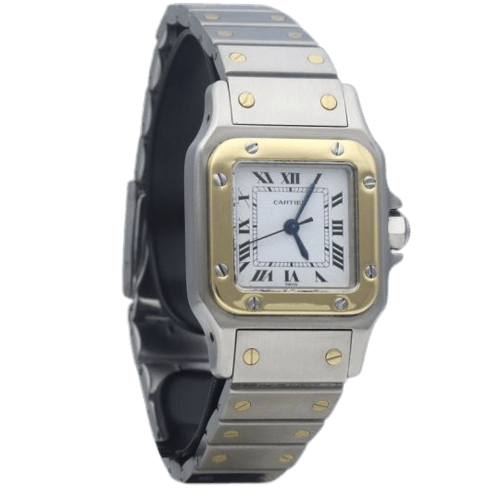 Montre Cartier Santos - Montre dame en or jaune 18 ct et acier 58 Facettes MT46892