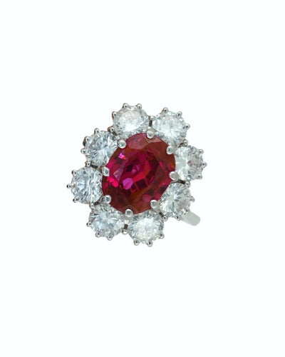 Bague Bague en or blanc 18 ct avec rubis naturel et diamants 58 Facettes RUB150