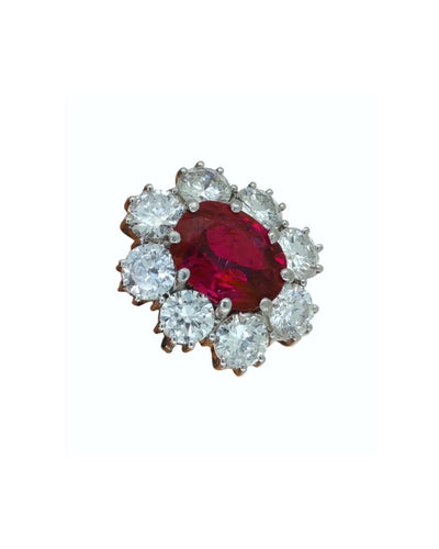 Bague Bague en or blanc 18 ct avec rubis naturel et diamants 58 Facettes RUB150