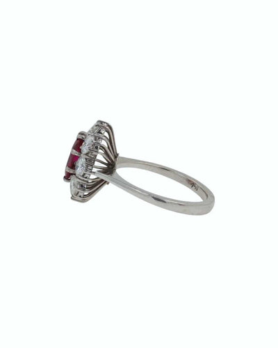 Bague Bague en or blanc 18 ct avec rubis naturel et diamants 58 Facettes RUB150