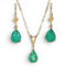 Boucles d'oreilles Parure - Pendentif, boucles d'oreilles et chaîne en or jaune, émeraudes et diamant 58 Facettes E017