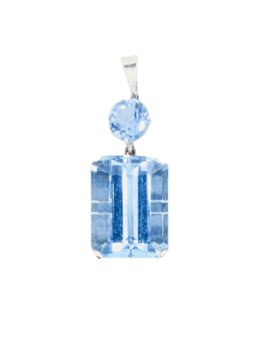 Pendentif Pendentif en or blanc et aigues-marines 58 Facettes 1235