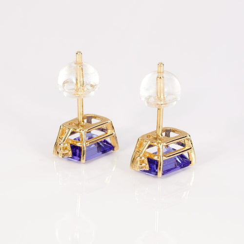 Boucles d'oreilles Royal Twilight - Boucles d'oreilles en or jaune, tanzanites et diamants 58 Facettes E021
