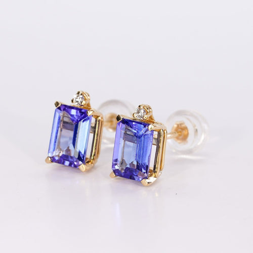 Boucles d'oreilles Royal Twilight - Boucles d'oreilles en or jaune, tanzanites et diamants 58 Facettes E021
