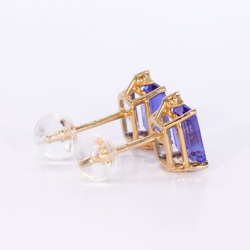 Boucles d'oreilles Royal Twilight - Boucles d'oreilles en or jaune, tanzanites et diamants 58 Facettes E021