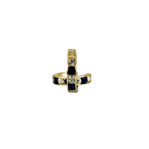 Boucles d'oreilles Boucles d'oreilles en or jaune avec saphirs bleus et blancs 58 Facettes 2604030