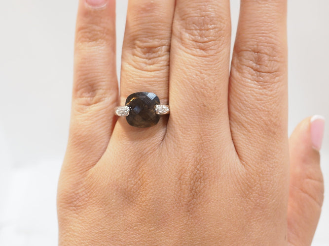 Bague 53 Bague en or blanc, quartz fumé et diamants 58 Facettes 33304