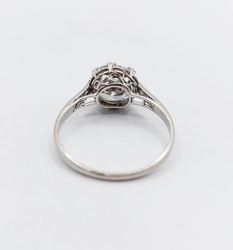 Bague 51 Art déco - Bague solitaire en platine, diamant taille ancienne 1,50 ct 58 Facettes A07299