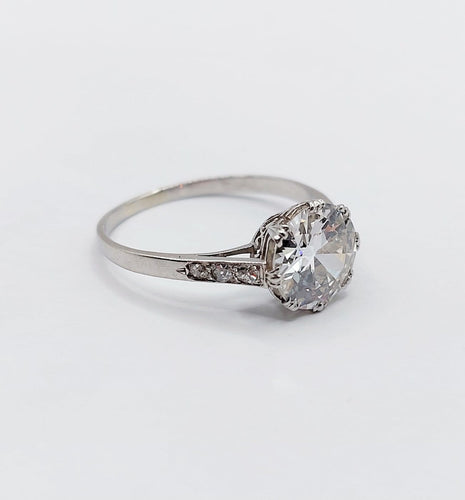 Bague 51 Art déco - Bague solitaire en platine, diamant taille ancienne 1,50 ct 58 Facettes A07299