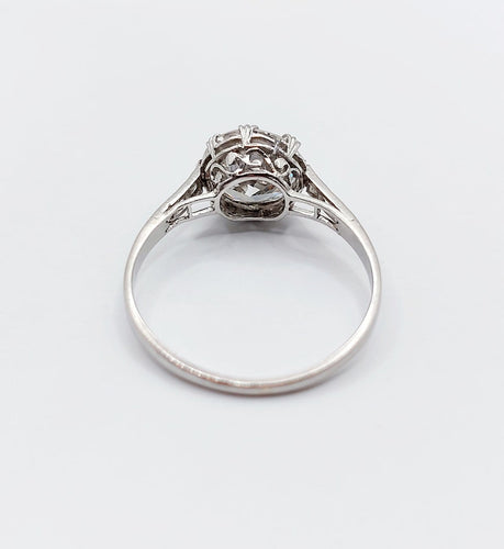 Bague 51 Art déco - Bague solitaire en platine, diamant taille ancienne 1,50 ct 58 Facettes A07299