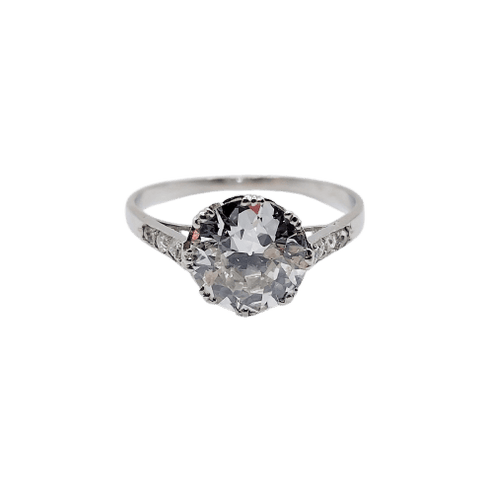 Bague 51 Art déco - Bague solitaire en platine, diamant taille ancienne 1,50 ct 58 Facettes A07299