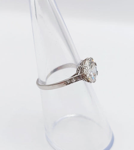 Bague 51 Art déco - Bague solitaire en platine, diamant taille ancienne 1,50 ct 58 Facettes A07299