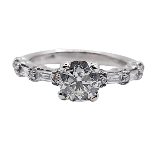 18k white gold and diamond Solitaire Art Deco ring 