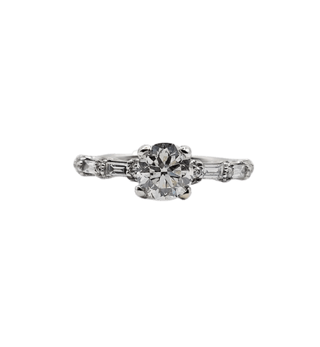 Bague 48 Bague solitaire Art déco en or blanc 18k et diamants 58 Facettes A07315