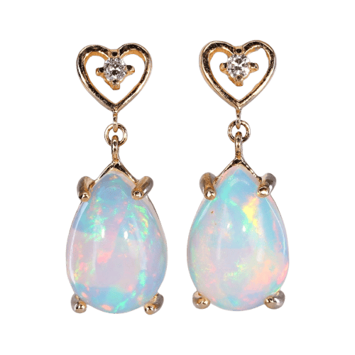 Boucles d'oreilles Celestial Heart - Boucles d'oreilles en or jaune, opales et diamants 58 Facettes E021