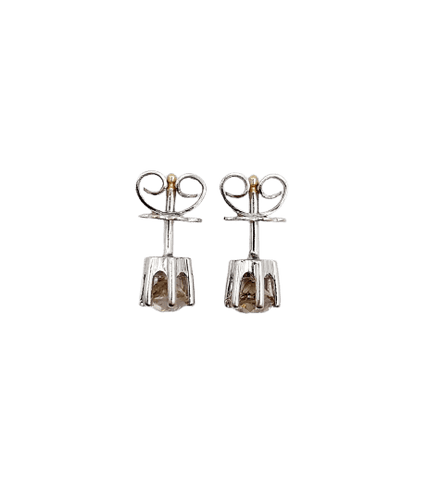 Boucles d'oreilles Puces d'oreilles vintage en or blanc et diamants cognac 58 Facettes A07310