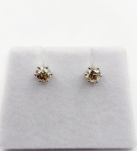 Boucles d'oreilles Puces d'oreilles vintage en or blanc et diamants cognac 58 Facettes A07310