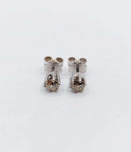 Boucles d'oreilles Puces d'oreilles vintage en or blanc et diamants cognac 58 Facettes A07310