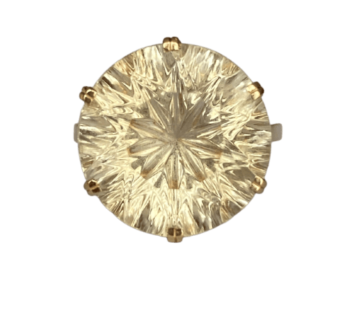 Bague cocktail vintage en or jaune 18 ct et citrine 58 Facettes ring