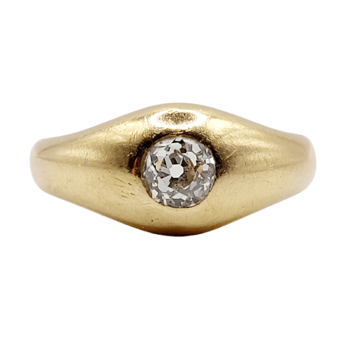Bague 55.5 Bague jonc dôme antique en or 18k et diamant taille ancienne 58 Facettes A07312