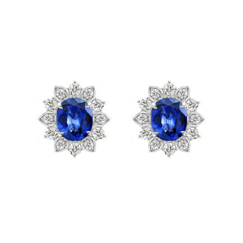Boucles d'oreilles Snowflake - Boucles d'oreilles en or blanc 18K, diamants et saphirs 58 Facettes GER1021WG