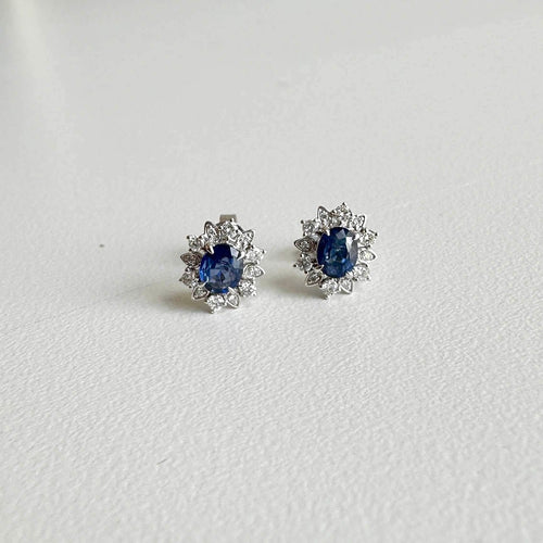 Boucles d'oreilles Snowflake - Boucles d'oreilles en or blanc 18K, diamants et saphirs 58 Facettes GER1021WG
