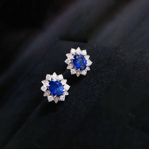 Boucles d'oreilles Snowflake - Boucles d'oreilles en or blanc 18K, diamants et saphirs 58 Facettes GER1021WG