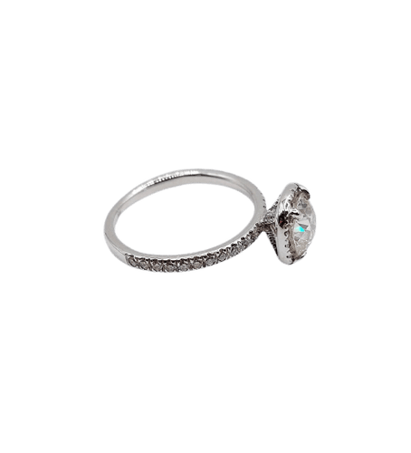 Bague 47 Bague solitaire vintage en or blanc et diamants 58 Facettes A07314
