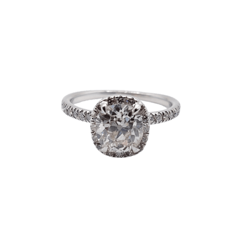 Bague 47 Bague solitaire vintage en or blanc et diamants 58 Facettes A07314
