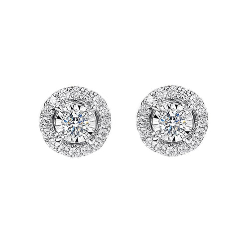 Boucles d'oreilles Embrace - Boucles d'oreilles halo en or blanc 18K et diamants 58 Facettes GER1352WG