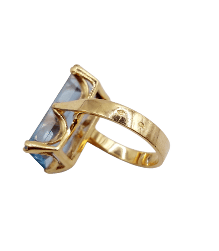 Cocktailring Art Deco i 18k guld og syntetisk spinel 