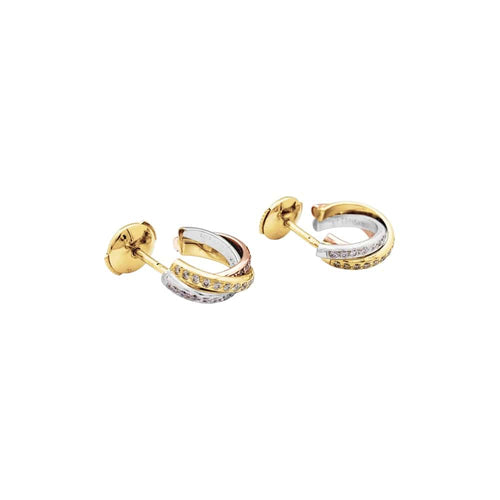 Boucles d'oreilles Cartier Trinity - Boucles d'oreilles en trois ors et diamants 58 Facettes 35638
