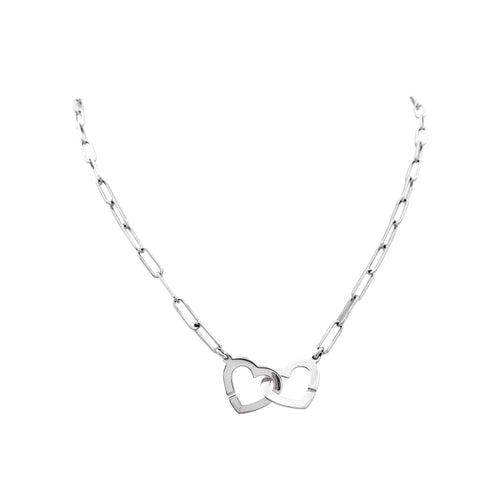 Collier Dinh Van Double Cœurs - Collier en or blanc 58 Facettes 35662