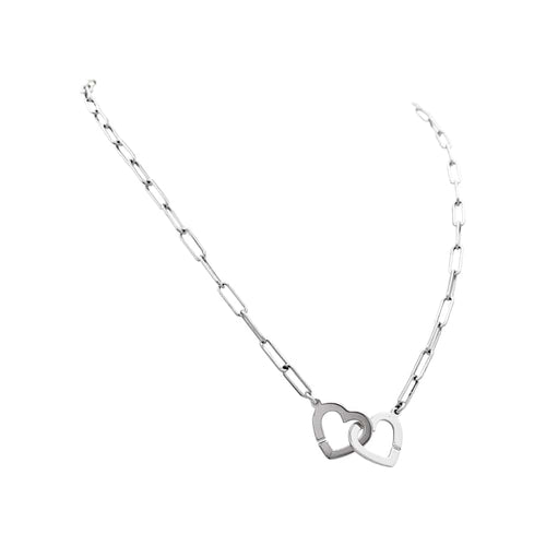 Collier Dinh Van Double Cœurs - Collier en or blanc 58 Facettes 35662