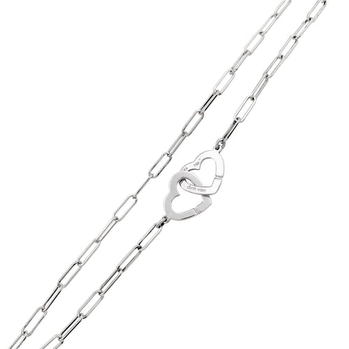 Collier Dinh Van Double Cœurs - Collier en or blanc 58 Facettes 35662