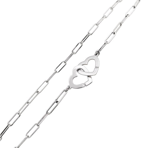 Collier Dinh Van Double Cœurs - Collier en or blanc 58 Facettes 35662