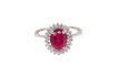 Bague Bague marguerite en or blanc, rubis et diamants 58 Facettes 4833