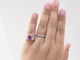 Bague 53 Bague jonc en or blanc, saphir rose et diamants 58 Facettes 33291